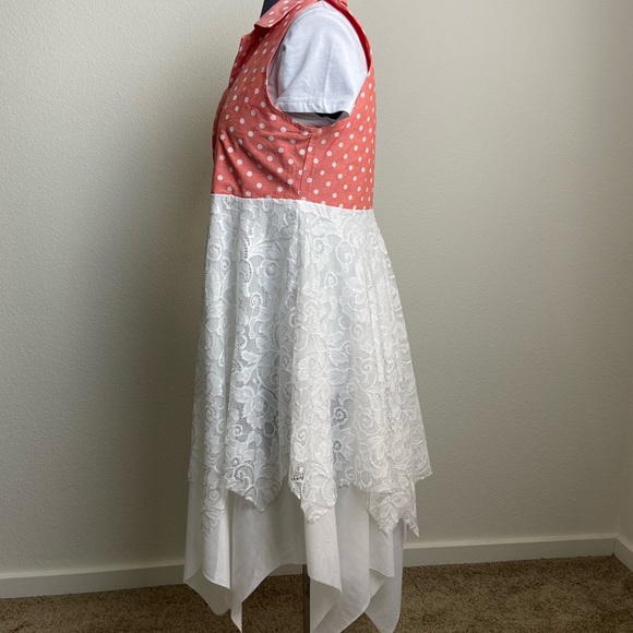 USA Made COQUETTE Large Orange Polka Dots Open Front Lagan Sleeveless Vest - Picture 6 of 6